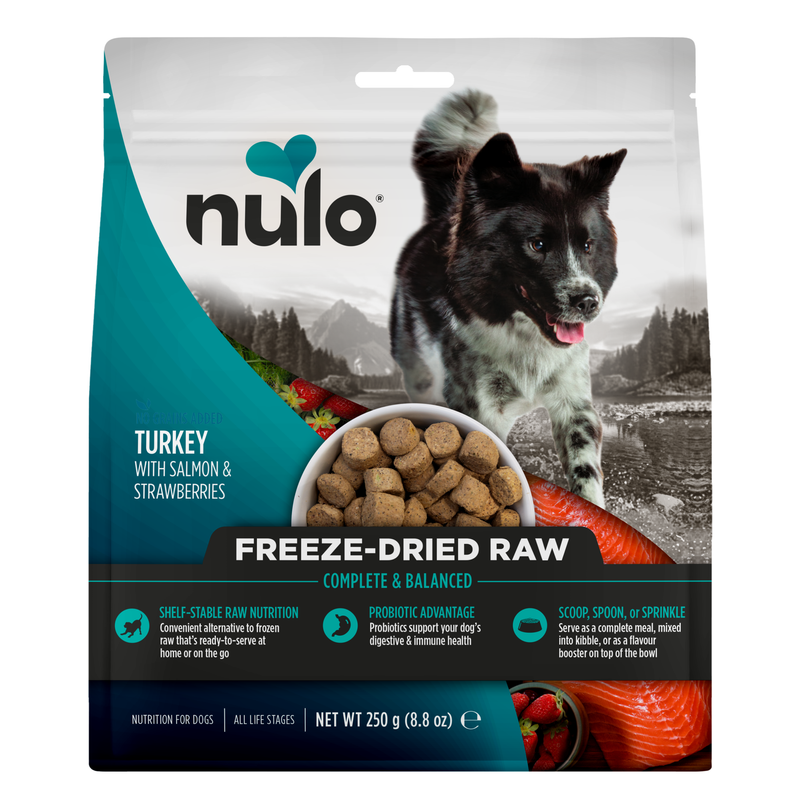 Ricetta Tacchino crudo liofilizzato e salmone con fragole per cani